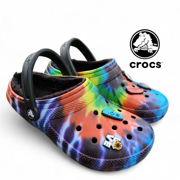 Crocs Classic Tie-Dye Dual Clogs Comfort Graphic W/Jibbitzs Size Men 5/Youth J5 - Picture 1 of 13